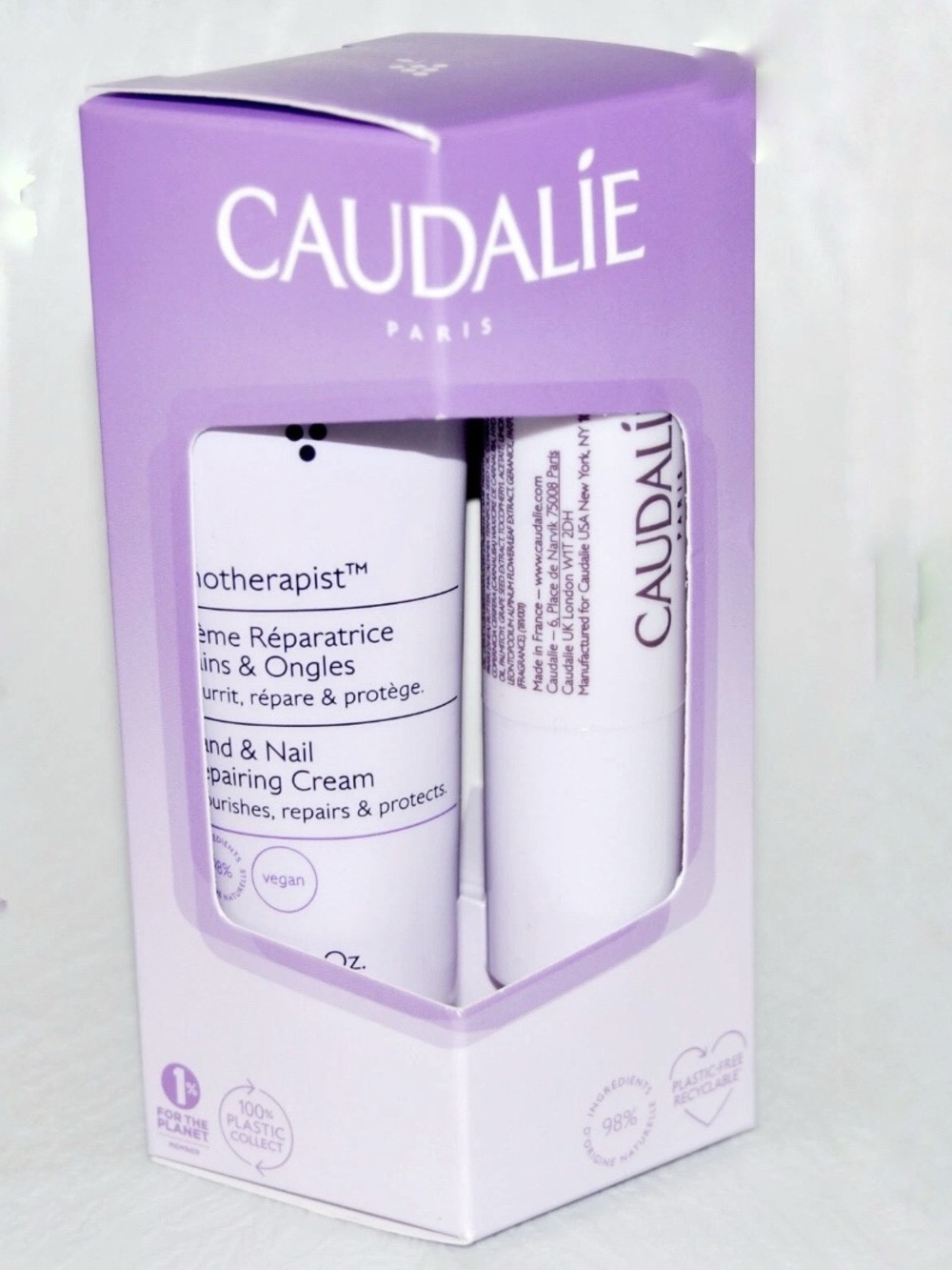 DUO Caudalie Vinotherapist Hand & Nail Repairing Cream 30ml + Lips Care 4.5g NEW